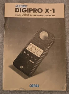 Sekonic DIGIPRO X-1 Model L-518 Light Meter INSTRUCTION MANUAL / USERS GUIDE - Picture 1 of 2