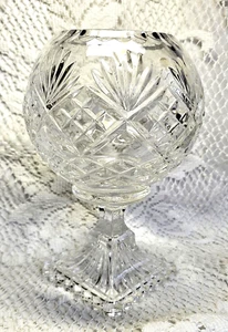 Poland Crystal Clear Footed Ivy Rose Bowl Vase 7 1/4" Tall Excellent! - Picture 1 of 5
