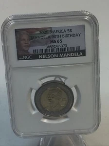2008 South Africa 5 Rand NELSON MANDELA COIN NGC MS65 Mint State 90th Birthday - Picture 1 of 4