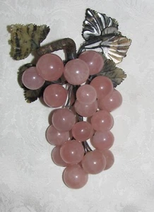 Vintage Chinese Jade and Rose Quartz Carved Grapes Bunch - Picture 1 of 3