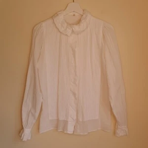 Vintage 70S Cotton Pintuck Ruffle Lace Shirt XS White Romantic Cottage 80s Boho - Picture 1 of 13