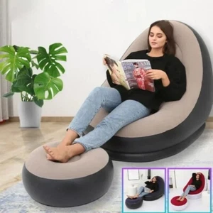 Inflatable Leisure Bean bag sofa LAzy,Outdoor,Foldable,Recliner Fluffy,Footstool - Picture 1 of 6