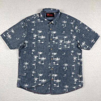 Camisa estoica para hombre XL azul palmera hawaiana estampado inverso informal viaje vacaciones Foto 1 de 4