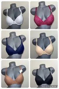 Women’s Bra Push Up Light Padded T-Shirt Full Coverage Underwire 3 Hook. NWT - Picture 1 of 96