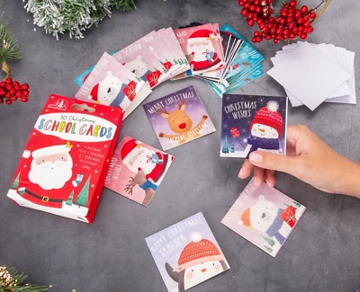 EVELAY LTD 32 Children's Kids Christmas Cards School Pack Class Friends & Teacher