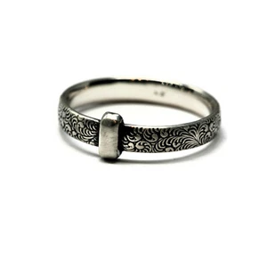 Outlander Celtic Style 925 Sterling Silver Band - Fern Pattern - Picture 1 of 7