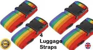 4 x Luggage Suitcase Belt Straps Multicoloured Travel Baggage Adjustable - Picture 1 of 5