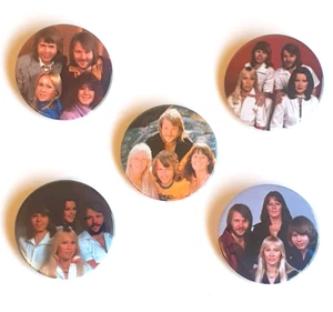ABBA Badge Button Set 57mm 2 1/4" Pins Pinback Benny Bjorn Agnetha Frida 70s vtg - Picture 1 of 12