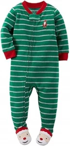 Carter's Vellón Verde Navidad Rayas Papá Noel Dormir Talla 6 Meses - NUEVO - Imagen 1 de 1