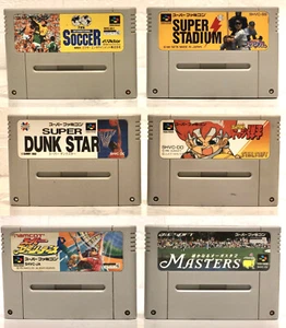 Nintendo Super Family Computer Game 6 Piece SNES SFC Sports Baseball Soccer Golf - Picture 1 of 12