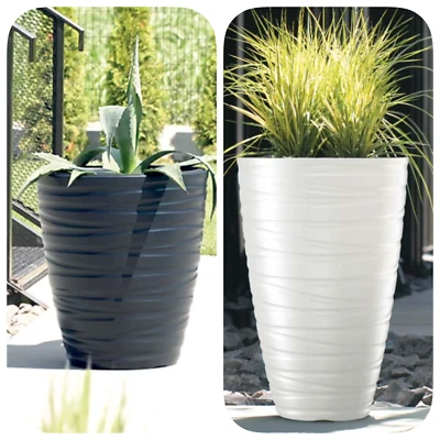 Blumenkübel Blumentopf Übertopf Einsatz Rund 3D Effekt-Wellen 4 Größen 3 FARBEN - Bild 1 von 4