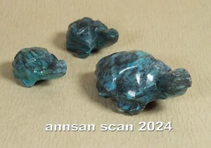 Menge 3 kleine geschnitzte blaue Apatit Schildkröten "Mama" 2,75 in 2 Unzen, Babys 1 Unze pro Stück - Bild 1 von 3