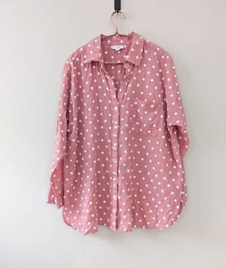 J. Jill Pink Cotton Polka Dot Button-Up Shirt Lightweight Women's XL - Picture 1 of 14
