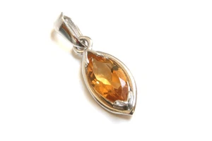 9ct White Gold Citrine Pendant Marquise Necklace no chain Gift Boxed Made in UK - Picture 1 of 7
