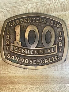 Fibbia cintura ottone vintage falegnami 316 centenario 100 anni 1887-1987 onore lavoro - Foto 1 di 7