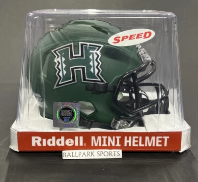 Mini capacete Hawaii Warriors Speed Riddell NCAA verde fosco novo! - Imagem 1 de 4