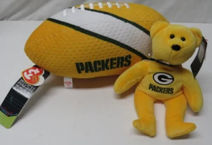Green Bay Packers Ty Beanie Baby UND Football Tags 2015 Plüsch Bohne NFL offiziell - Bild 1 von 5
