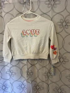 Girls White Multicolor LOVE Sweatshirt Long Sleeve-cat & Jack Size XS(4/5) - Picture 1 of 3