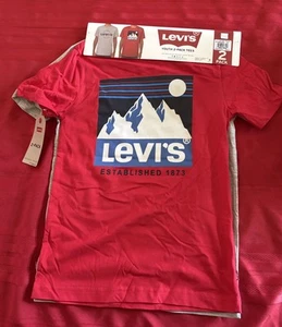 NWT Levi's Boy's 2-Pack Short Sleeve Graphic Logo Print Crewneck Tee Size 5/6 - Picture 1 of 4
