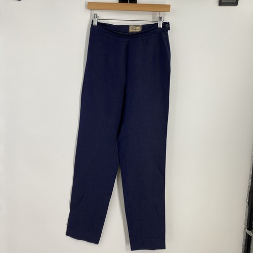 Pantalone lino Thomas Burberry vintage taglia donna 26x29 blu navy preppy 372