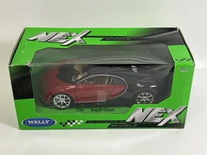 Bugatti Chiron Red Black 1:24 Scale Welly 24077RD B26 - Picture 1 of 4