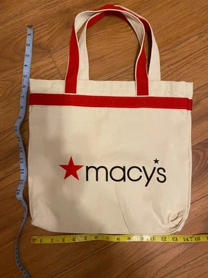 Macys Red Star 2017 可重复使用帆布购物托特包 19 X 14 — 第 1/4 张图片