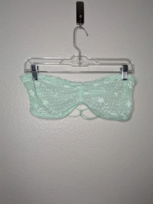 Sujetador sin tirantes Free People verde menta floral encaje bandeau L Foto 1 de 4