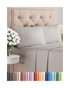 Queen Size 4 Piece Sheet Set - Comfy Breathable & Cooling Bed Sheets Set - Ho... - Picture 1 of 8