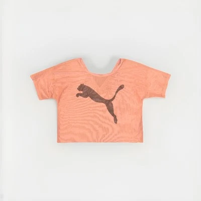 Top corto transparente Puma para mujer, talla pequeña, salmón, manga corta Foto 1 de 3