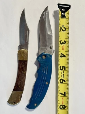 "2 cuchillos de bolsillo vintage de alta resistencia ambas hojas de acero inoxidable de 3,5"" 7,5"" en general" Foto 1 de 4