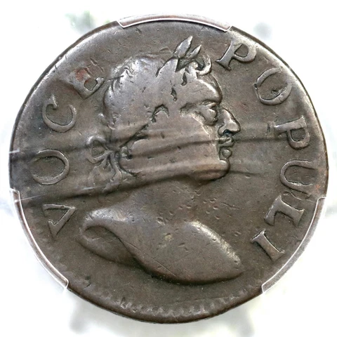1760 N-1 R-5 PCGS VF 20 Lg Lett Voce Populi Farthing Colonial Copper Coin Cover