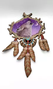Tribal Grey Wolf 2D Night Sky Dreamcatcher Sew on Embroidered XLarge Patch Soft - Picture 1 of 6