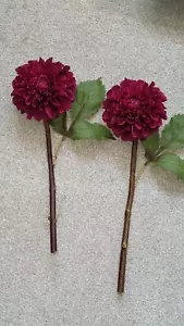 Artificial Dahlias x 2 Burgundy - Picture 1 of 3
