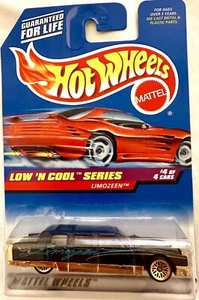 1997 Hot Wheels #716 Low 'N Cool Series #4 Limozeen  GOLD TRIM blue card B543 - Picture 1 of 2