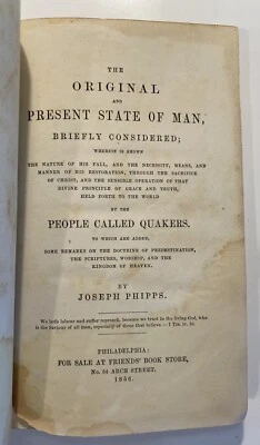 Joseph Phipps: The Original and Present State of Man, 1856, defense of Quakers Foto 1 de 4