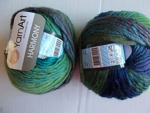 YarnArt Harmony wool blend roving yarn, Multi A4, lot of 2, (87 yds each) - Picture 1 of 3
