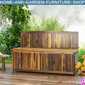 Wooden Storage Bench for Garden Tools Patio Furniture Seating with Lift Up Lid - Picture 1 of 14