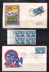 (4) sc 947   (3)  Ken Boll cachet , FDC & blk 4  MAY 17, 1947 ,stamp 100th anniv - Picture 1 of 2