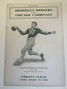 1936 Brooklyn Dodgers vs Chicago Cardinals Ebbets Field 10/25 Fußballprogramm - Bild 1 von 5