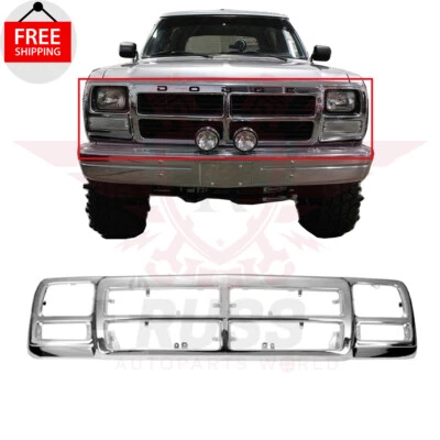 New Front Outer Grille Shell Chrom For 1991-1993 Dodge D150 D250 D350 CH1200137 Foto 1 de 4
