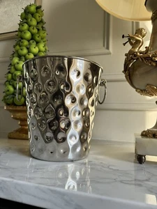Nice Clean Hammered Stainless Steel Ice Bucket 8.5”x 8” - Picture 1 of 7