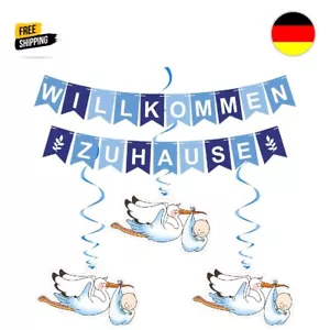Willkommen Zuhause Baby, Vormontiert Herzlich Willkommen Girlande, Mit 6 - Bild 1 von 8