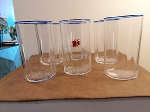 CARLO MORETTI, 12 bicchieri acqua ottogonali in cristallo muranese filo blu - Picture 1 of 6