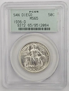 1936 D Denver Mint San Diego Commemorative Half Dollar 50c PCGS MS 65 OGH - Picture 1 of 4