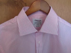 T. M. Lewin Easy Iron Pink Striped Dress Shirt French Cuff 16 35 NWT - Picture 1 of 7