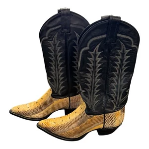 Tony Lama Exotic Snakeskin Cowboy Boots Western Leather Black #8887 Size 6 1/2 M - Picture 1 of 16