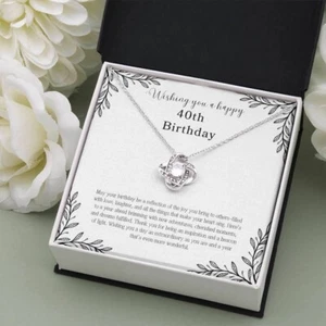 40th 40 Birthday Bday Necklace For Women Silver 14k Gold Pendant Jewelry Gift - Picture 1 of 4
