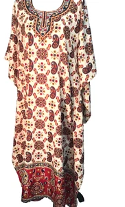 California Breeze Kaftan Swim Cover India Dress Lounge Paisley Festival Free Sz - Picture 1 of 9