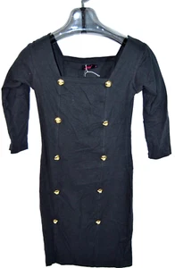 Motel Womens Long Sleeve Square Neck Body Con Dress Buttons Black Size Small NWT - Picture 1 of 3