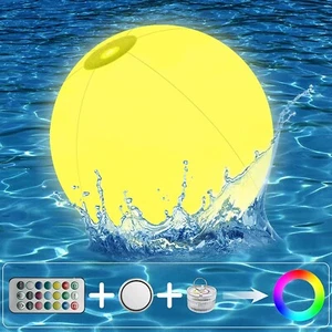 🔥16'' LED Ball, Pool Toys 13 Colors Glow Inflatable Light Up Ball w/ Remote🔥 - Picture 1 of 4